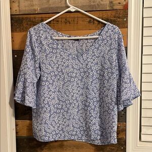 SHEIN Blue Floral Blouse